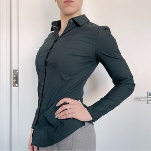 Express Dark Hunter Green Button-Up Shirt Business Casual Office Teacher Fall XS